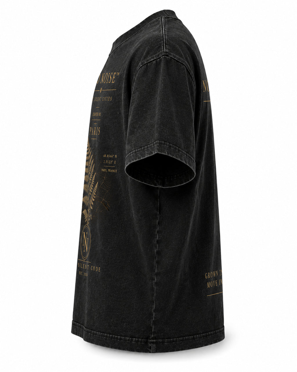 NO NOISE™ HEAVYWEIGHT VINTAGE WASH FRAYED TEE — BLACK