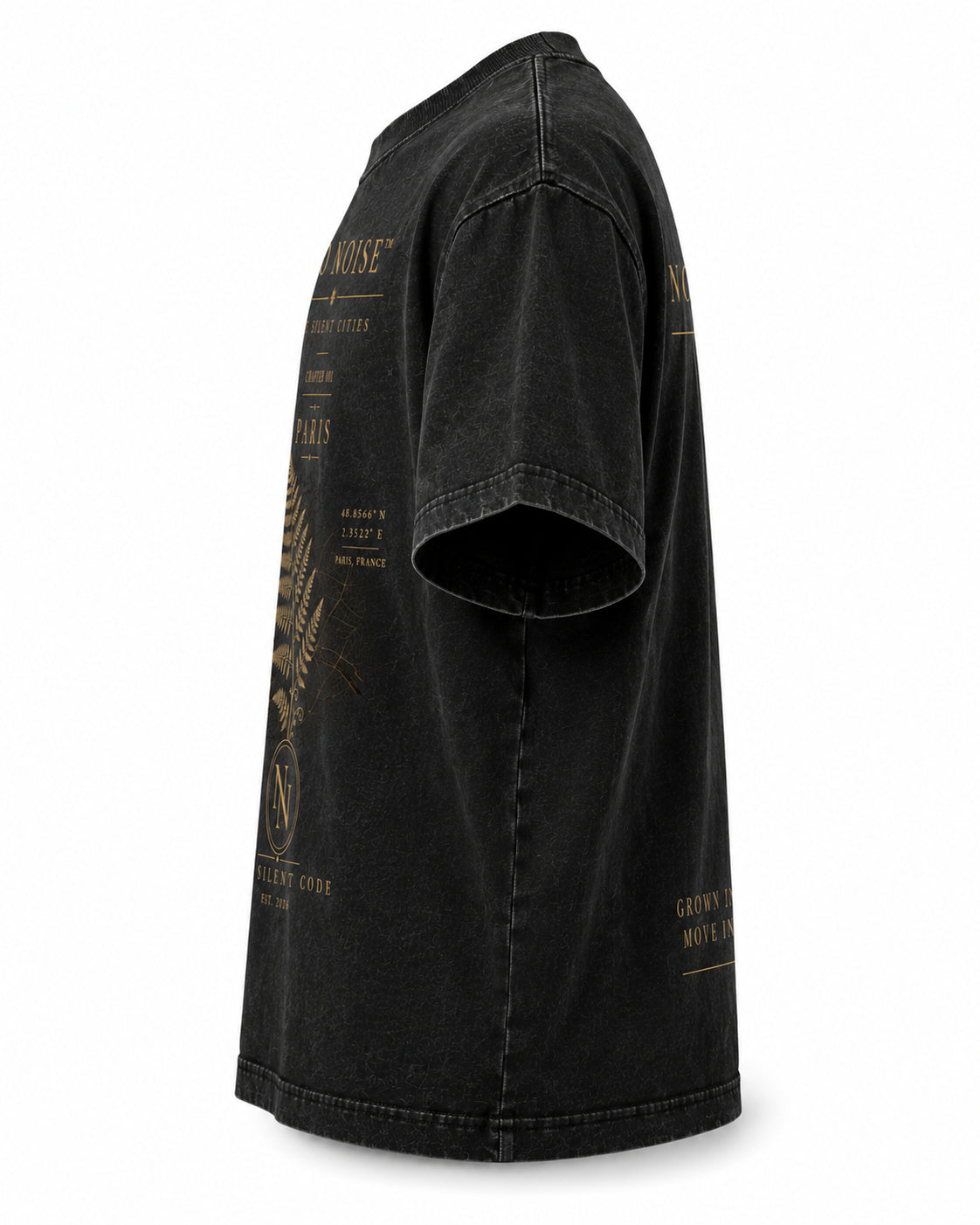 NO NOISE™ HEAVYWEIGHT VINTAGE WASH FRAYED TEE — BLACK