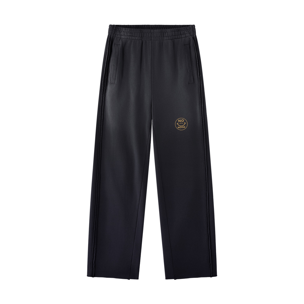 NO NOISE™ Black Sunfade raw-hem sweatpants, front