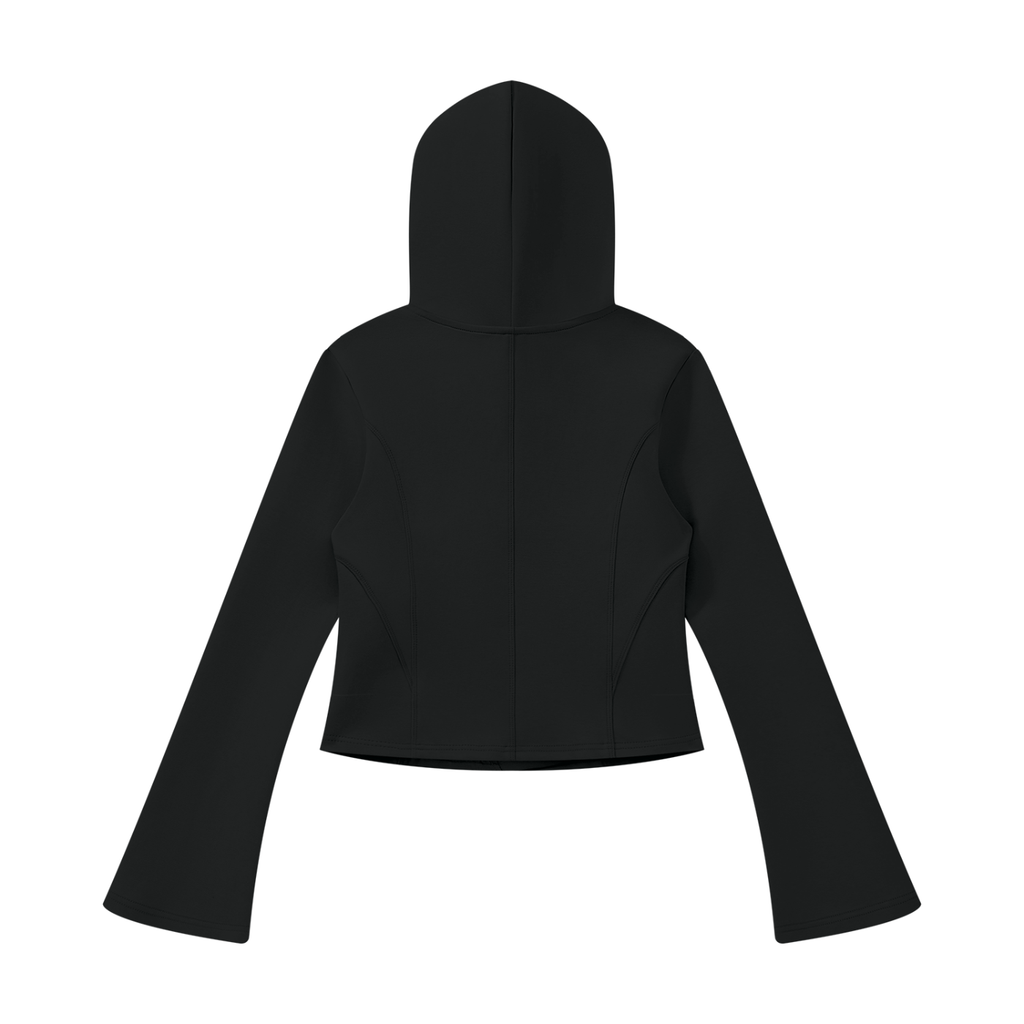 NO NOISE™ Black Original Signal asymmetric zip hoodie, back
