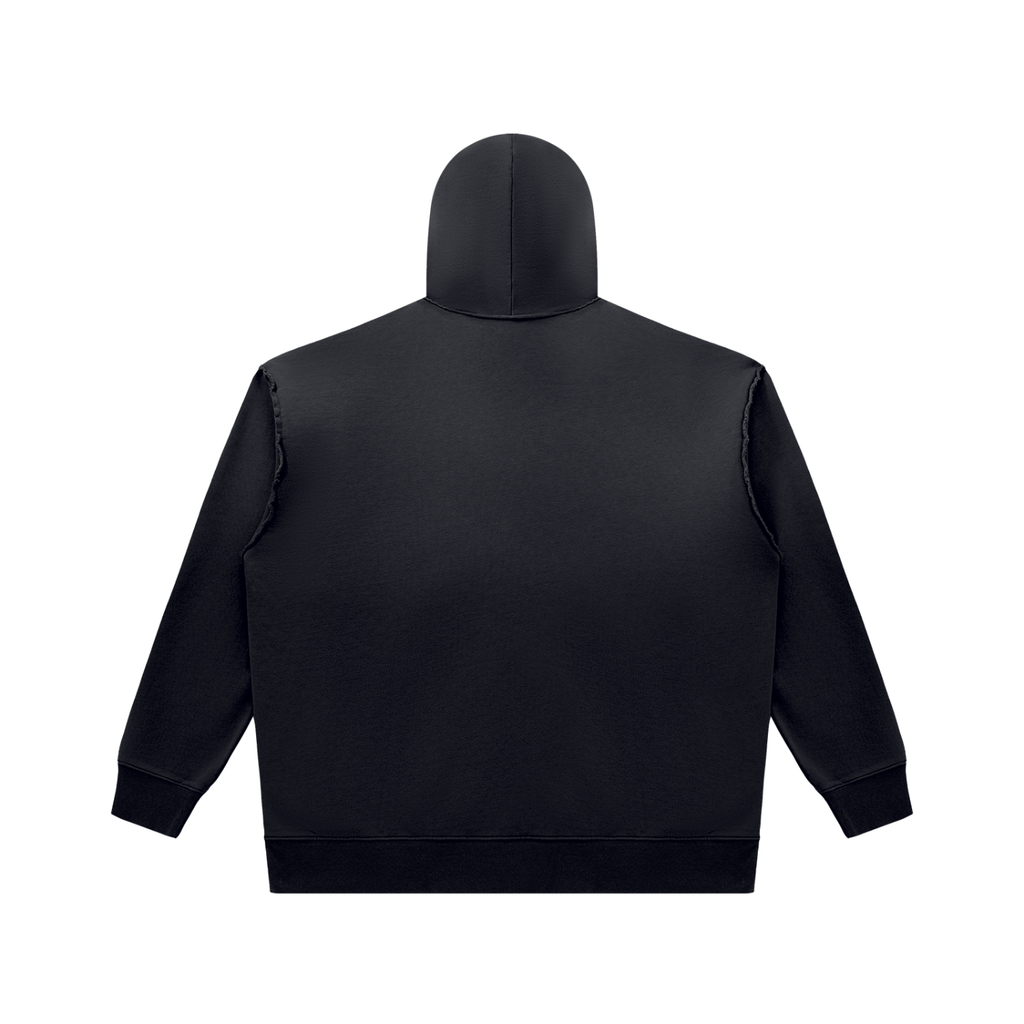 NO NOISE™ Black Sunfade heavyweight zip hoodie, back