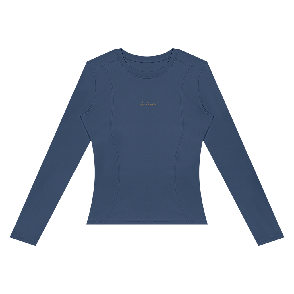NO NOISE™ Navy blue long-sleeve training top, front