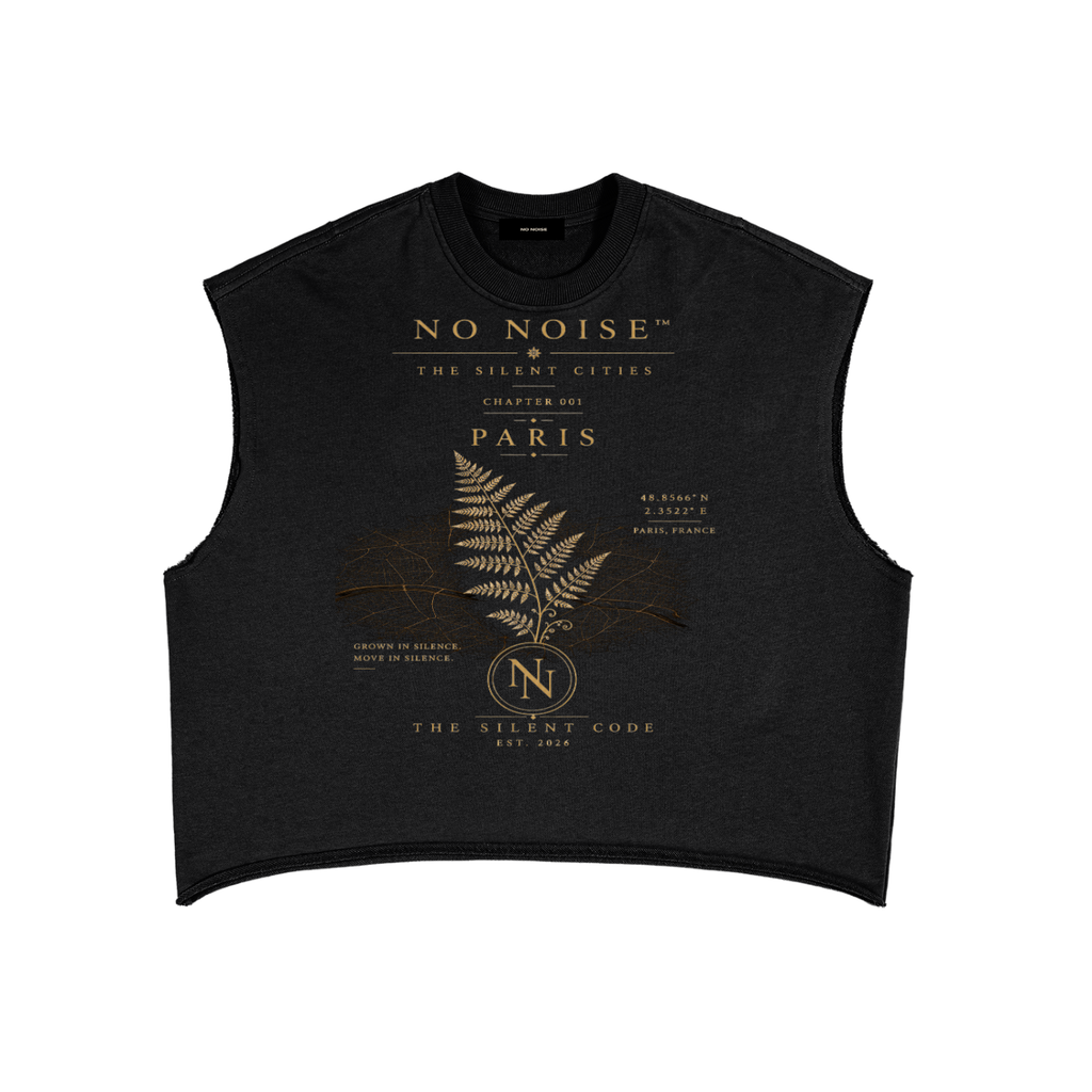 NO NOISE™ French Terry Boxy Tank — Black