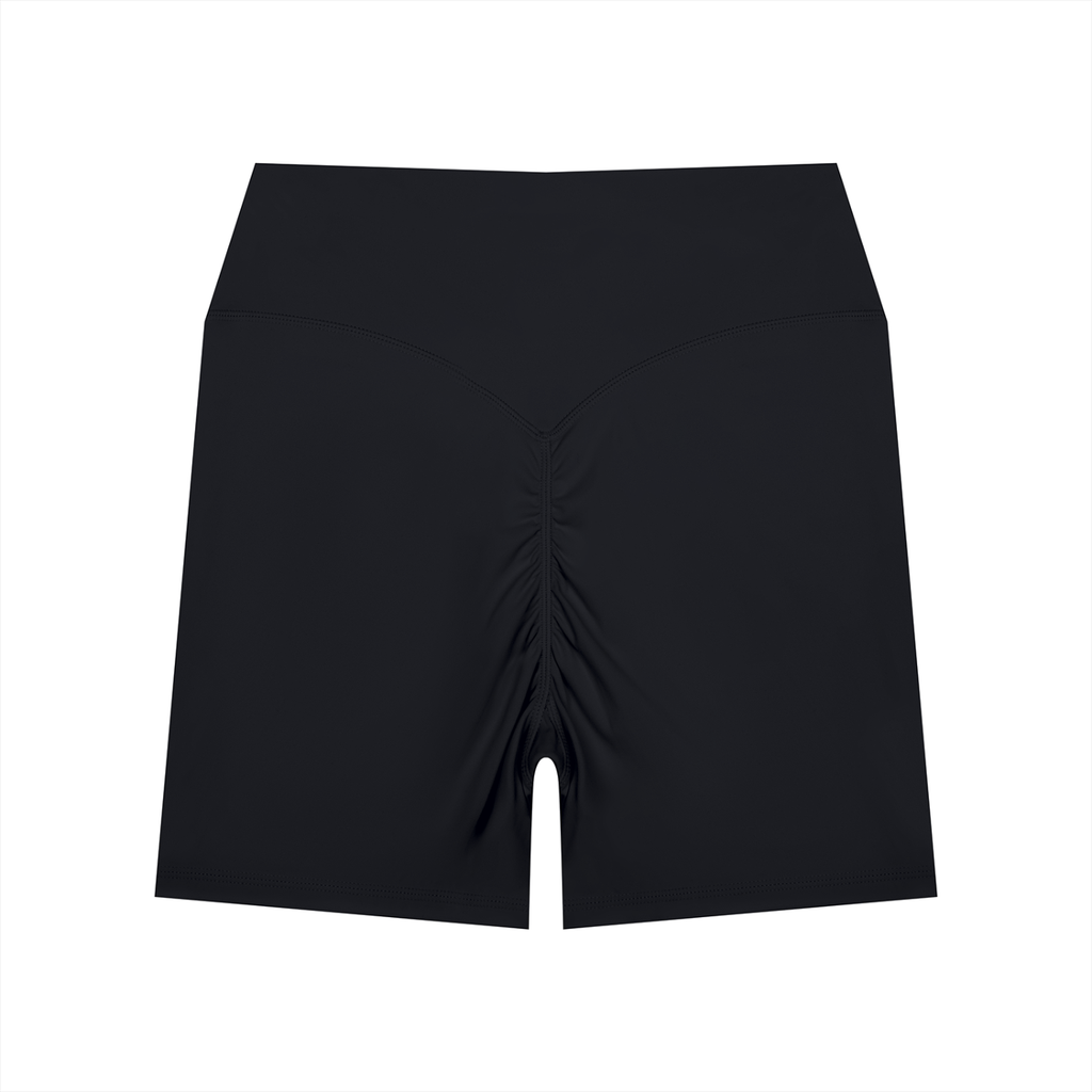 NO NOISE™ Black high-waist biker shorts, back