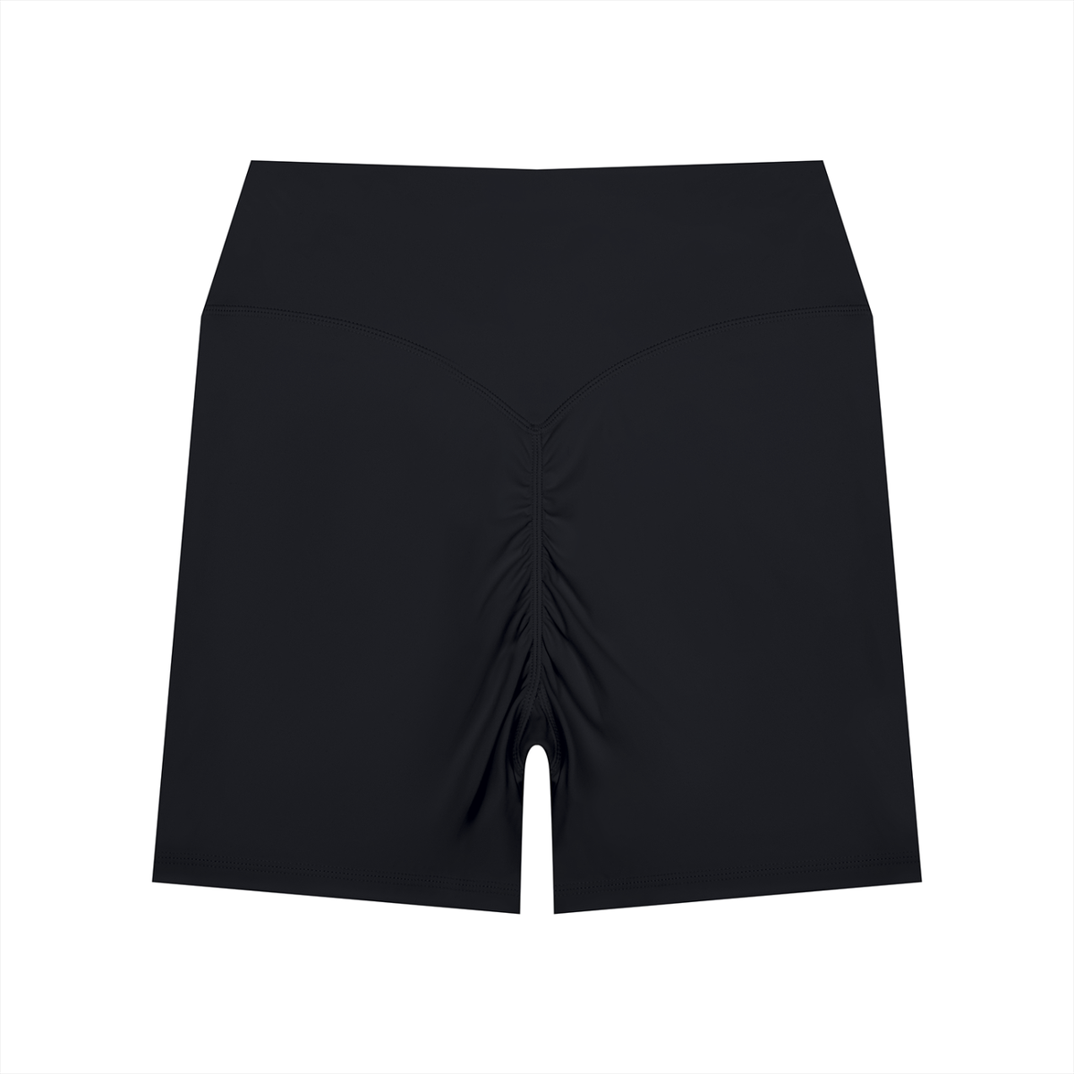 NO NOISE™ Black high-waist biker shorts, back