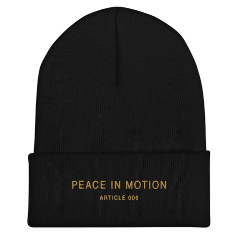 PEACE IN MOTION CUFFED BEANIE — NOIR