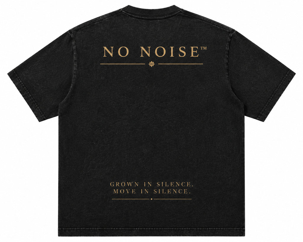 NO NOISE™ HEAVYWEIGHT VINTAGE WASH FRAYED TEE — BLACK