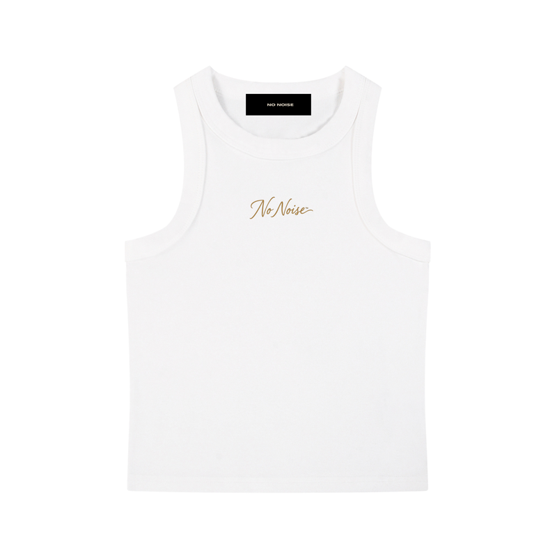 NO NOISE™ Essential Washed Tank in washed gray — garment-washed cotton jersey, relaxed fit — detail