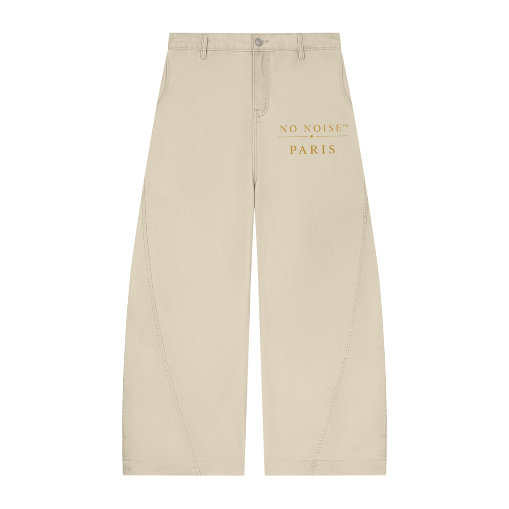 NO NOISE™ 001 Barrel Leg Pant — Bone, front view, heavyweight cotton barrel leg