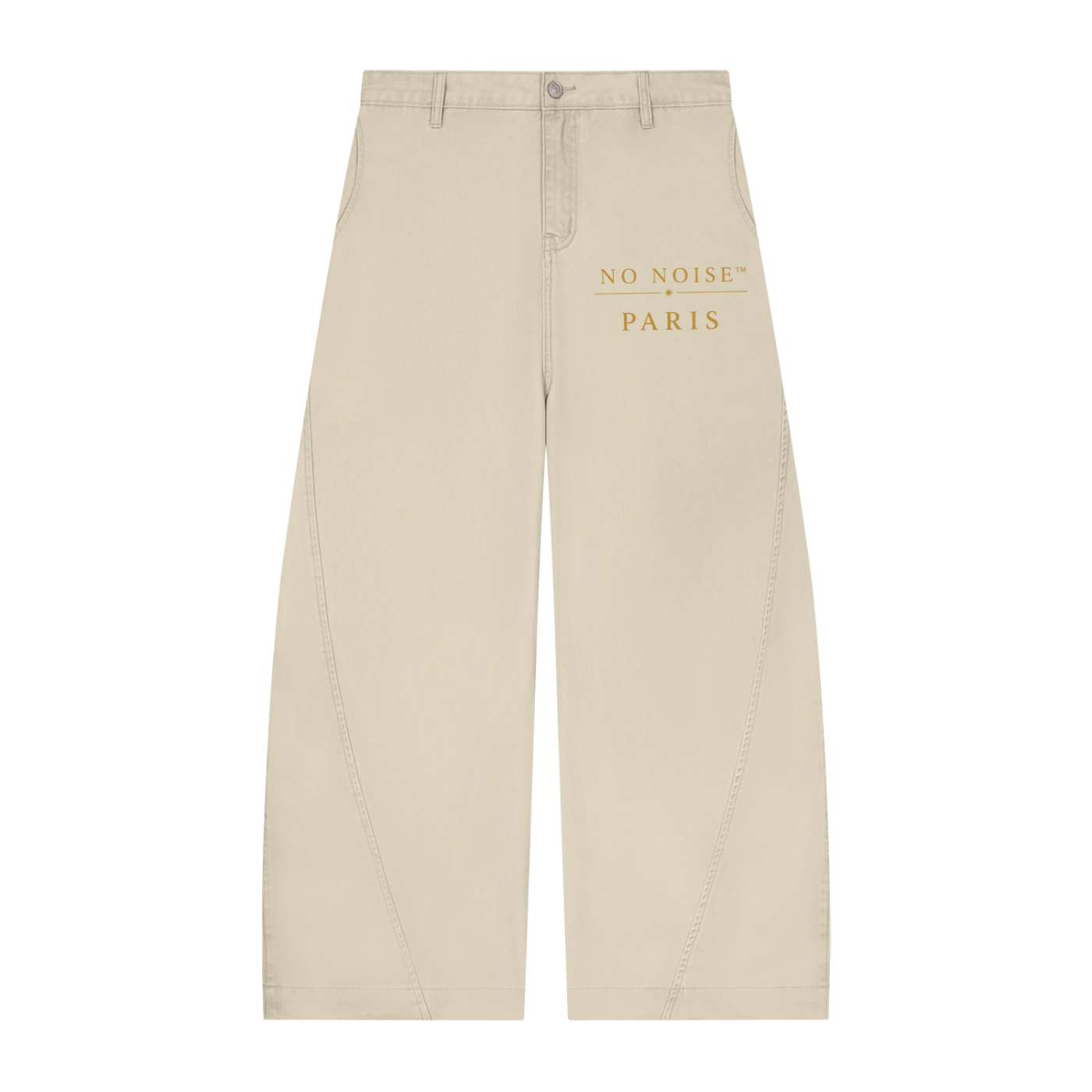 NO NOISE™ 001 Barrel Leg Pant — Bone, front view, heavyweight cotton barrel leg