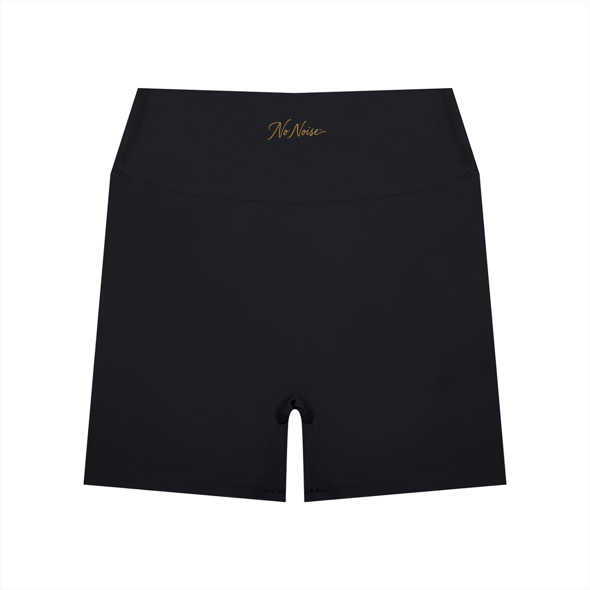 NO NOISE™ Black high-waist biker shorts, front