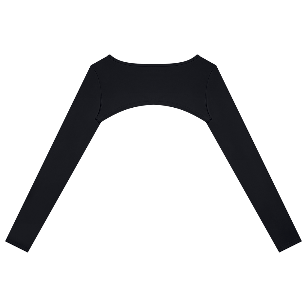 NO NOISE™ Black cutout long-sleeve shrug, back