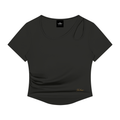 NO NOISE™ Black ruched short-sleeve top, front