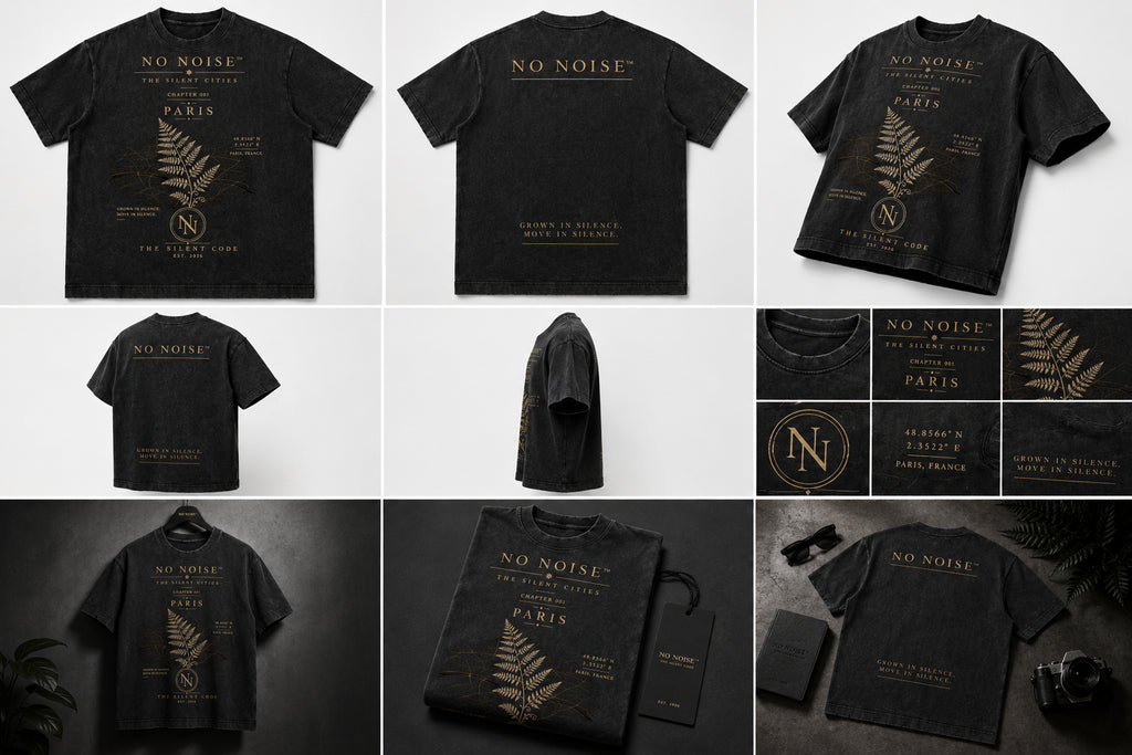 NO NOISE™ HEAVYWEIGHT VINTAGE WASH FRAYED TEE — BLACK