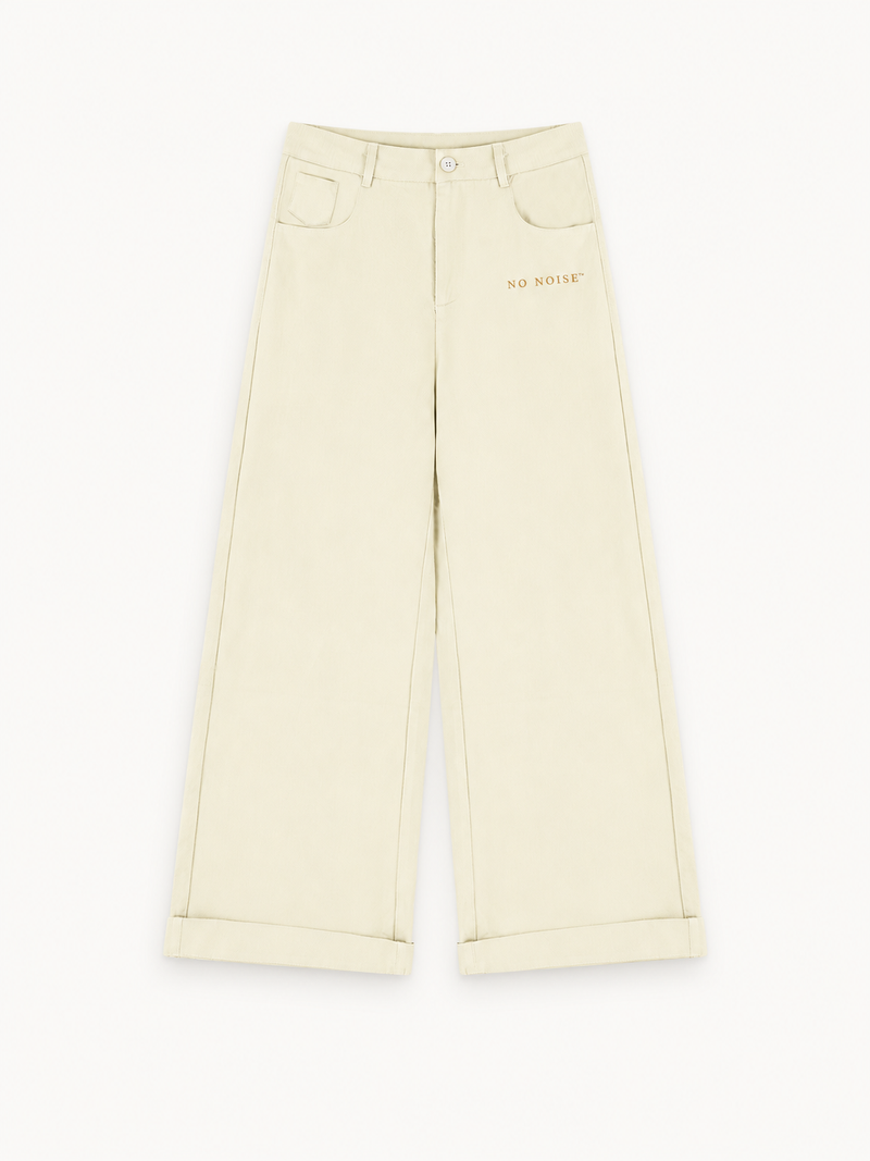 NO NOISE™ HER Silent Drape Trouser in apricot, front view.