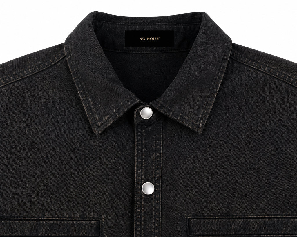 NO NOISE™ THE SILENT CODE DENIM OVERSHIRT — WASHED BLACK