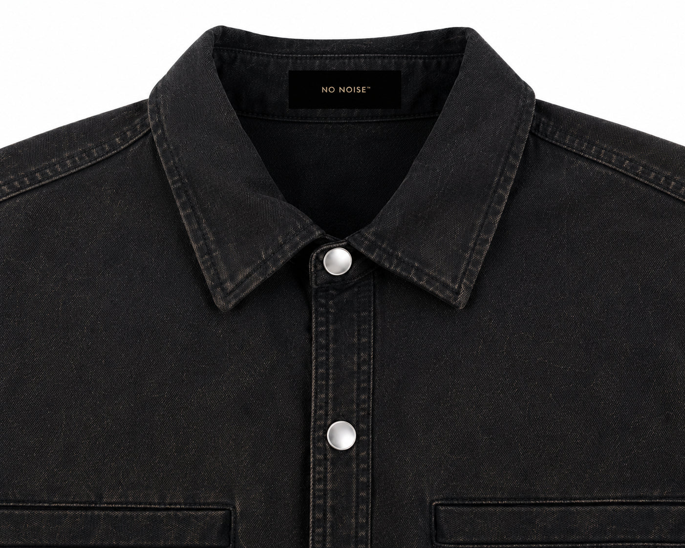 NO NOISE™ THE SILENT CODE DENIM OVERSHIRT — WASHED BLACK