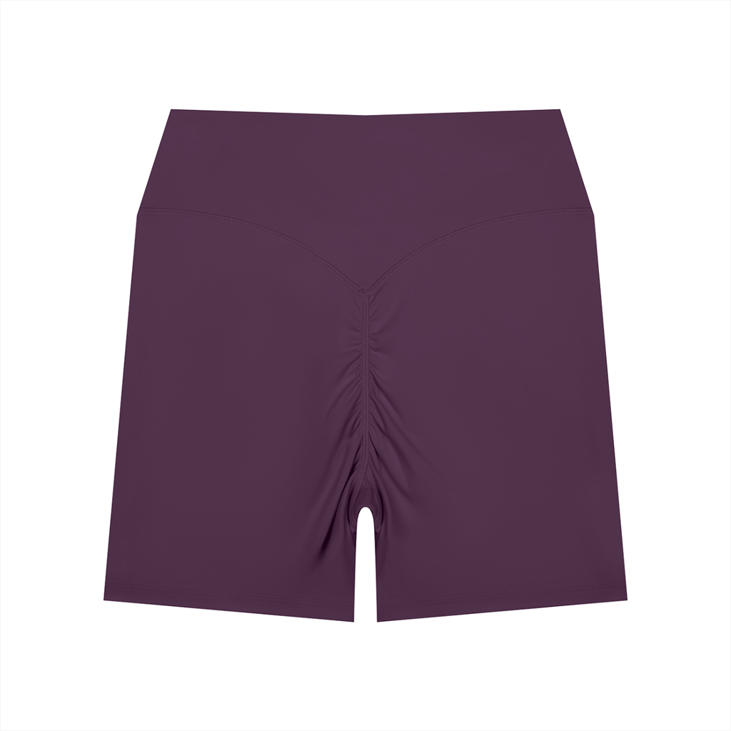 NO NOISE™ Plum purple high-waist biker shorts, back