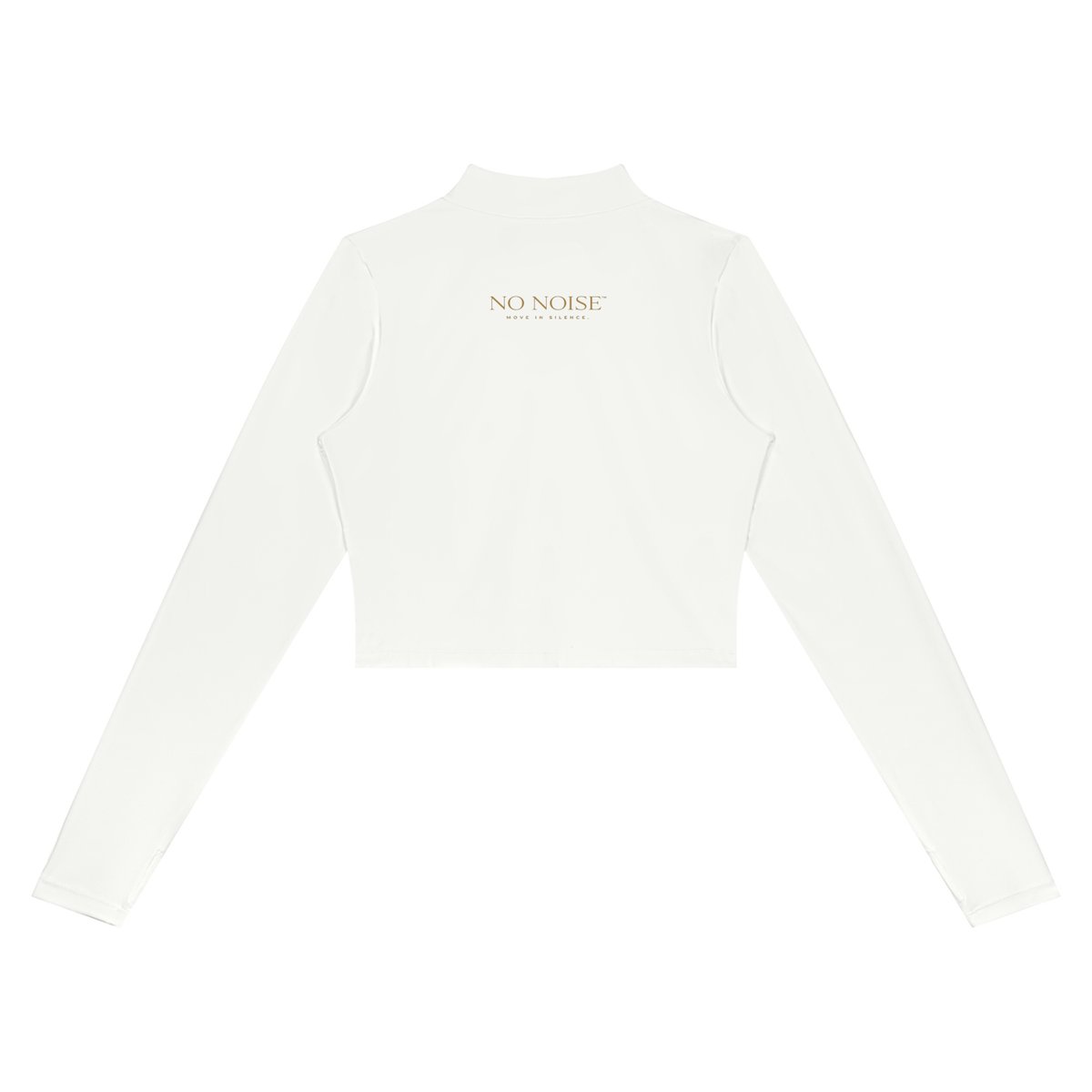 NO NOISE Form Cropped Jacket in Chalk, back view showing cropped hem and small gold NO NOISE logo below the collar.