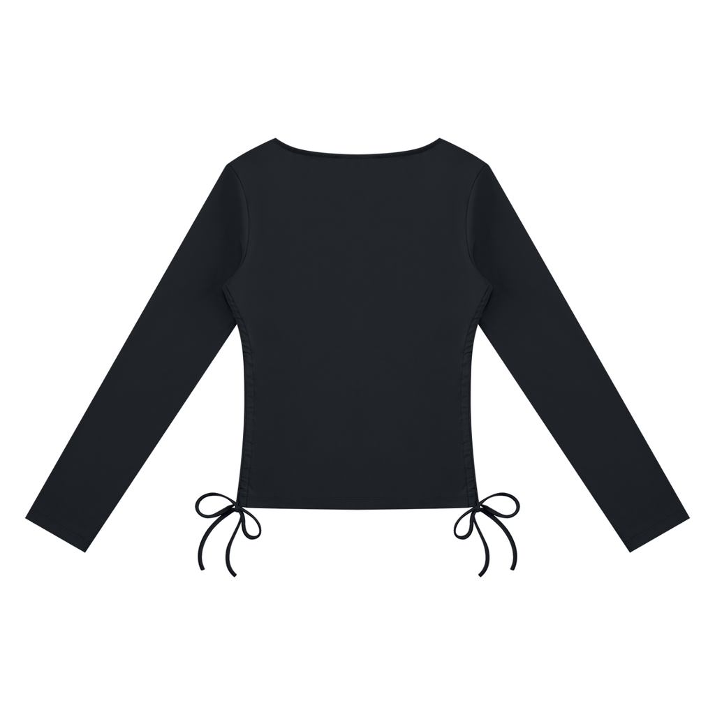 NO NOISE™ Black ruched square-neck top, back