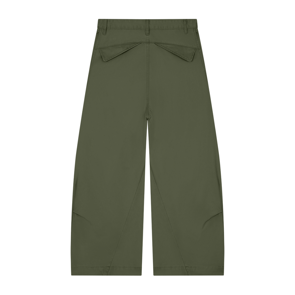 NO NOISE™ 001 Barrel Leg Pant — Fern, back view