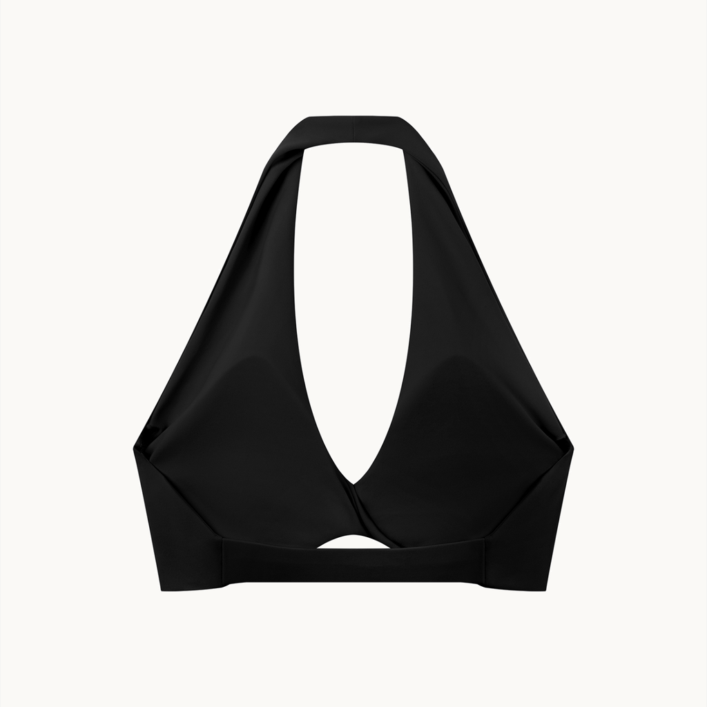 Élan Halter — Midnight, back product view on warm ivory; original garment preserved.