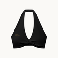 Élan Halter — Midnight, front product view on warm ivory; original garment preserved.