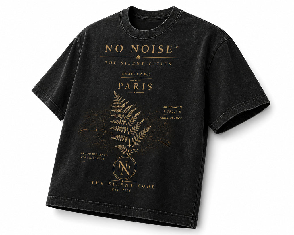 NO NOISE™ HEAVYWEIGHT VINTAGE WASH FRAYED TEE — BLACK