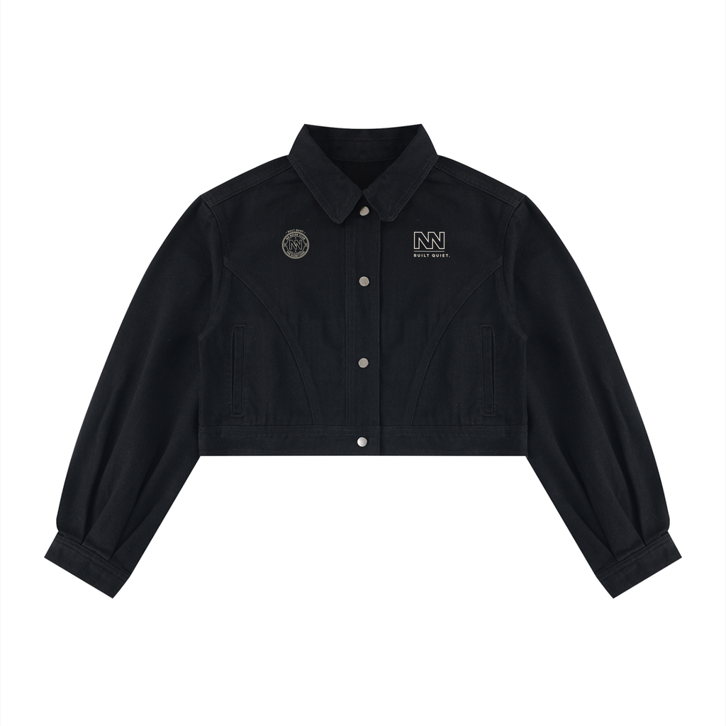 NO NOISE™ Crop Denim Jacket — Black