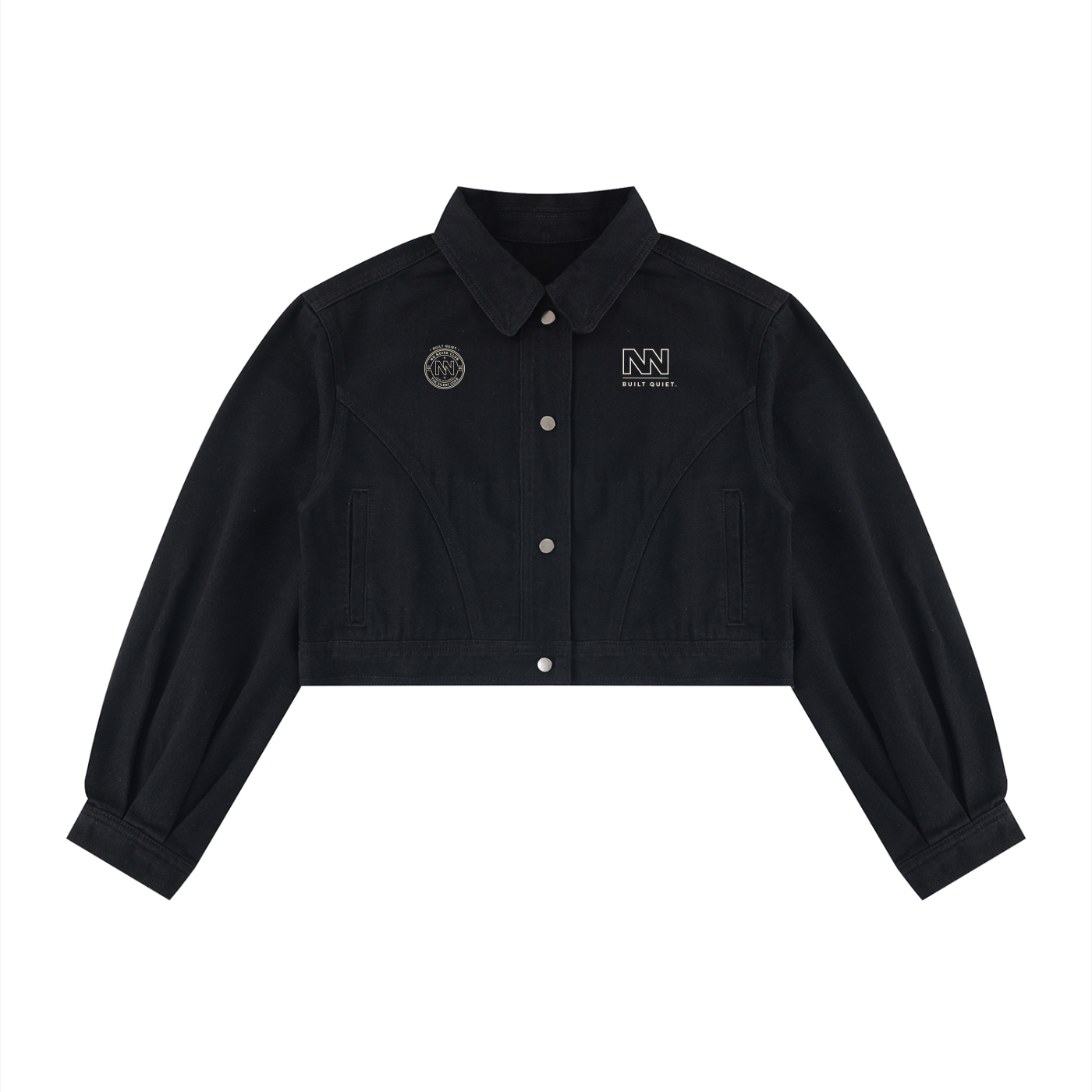 NO NOISE™ Crop Denim Jacket — Black