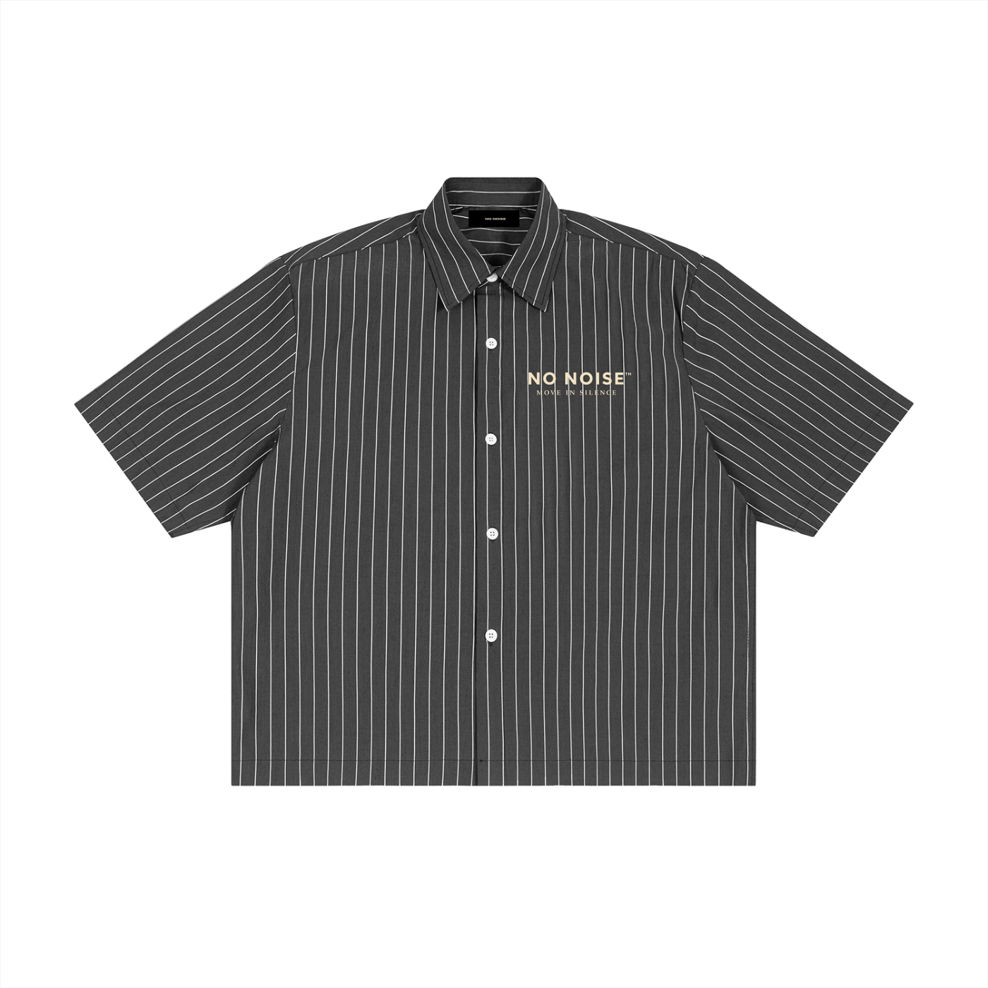 NO NOISE™ Move In Silence Stripe Code Boxy Shirt — Charcoal