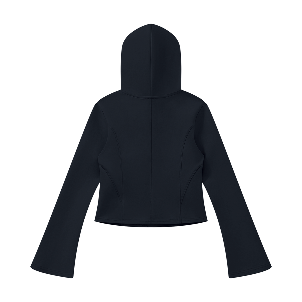 NO NOISE™ Navy blue Original Signal asymmetric zip hoodie, back