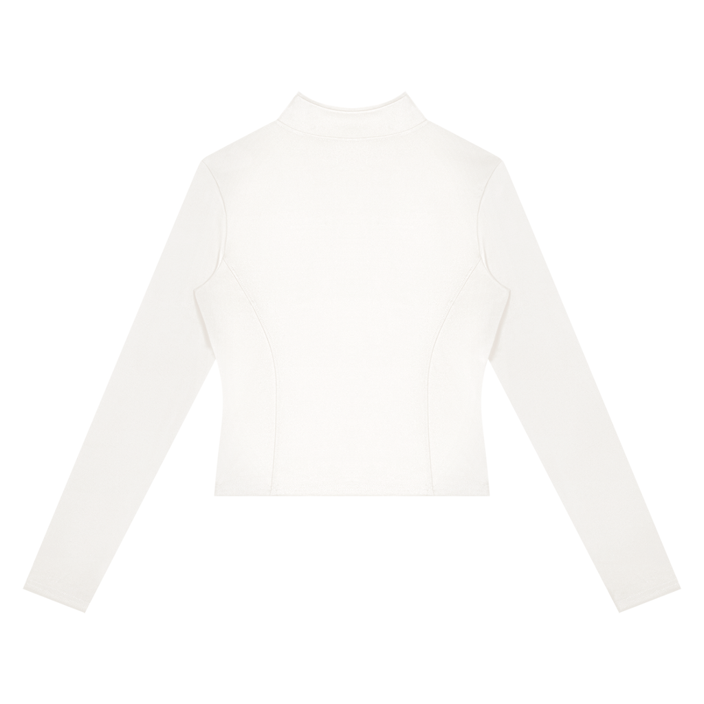 NO NOISE™ White paneled zip jacket, back