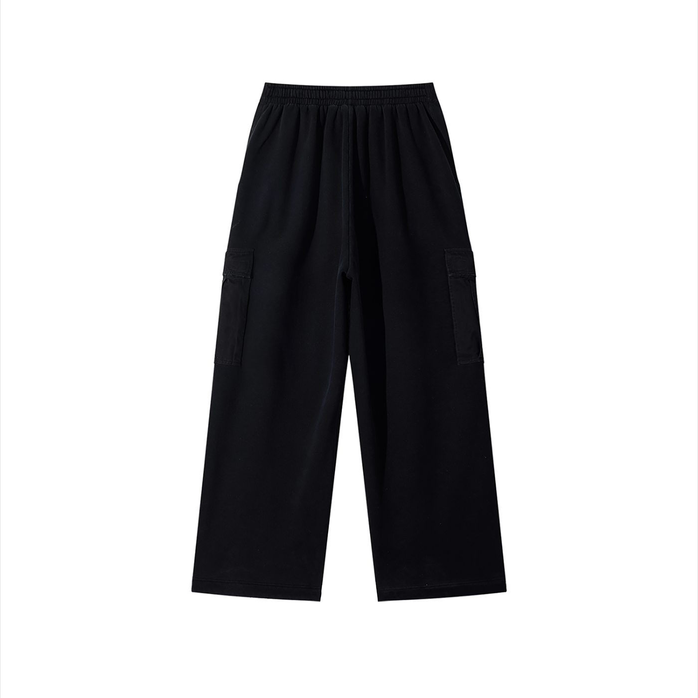 NO NOISE™ 001 Wide Leg Cargo Pant — Black, studio product shot