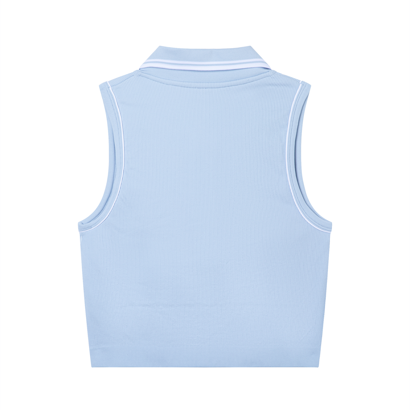 NO NOISE™ Court Polo- Blue in blue — cotton-blend pique, tailored fit — back view