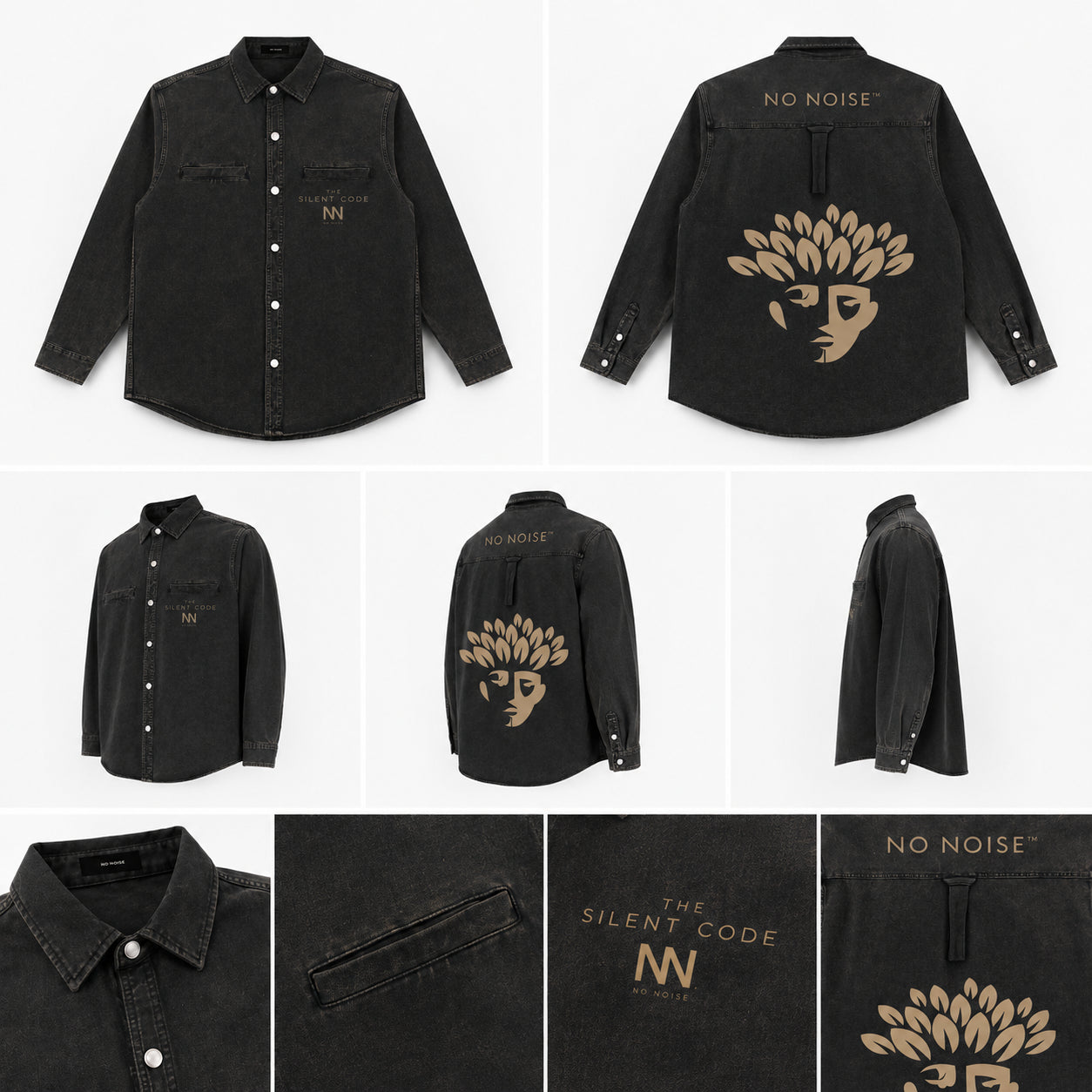 NO NOISE™ THE SILENT CODE DENIM OVERSHIRT — WASHED BLACK