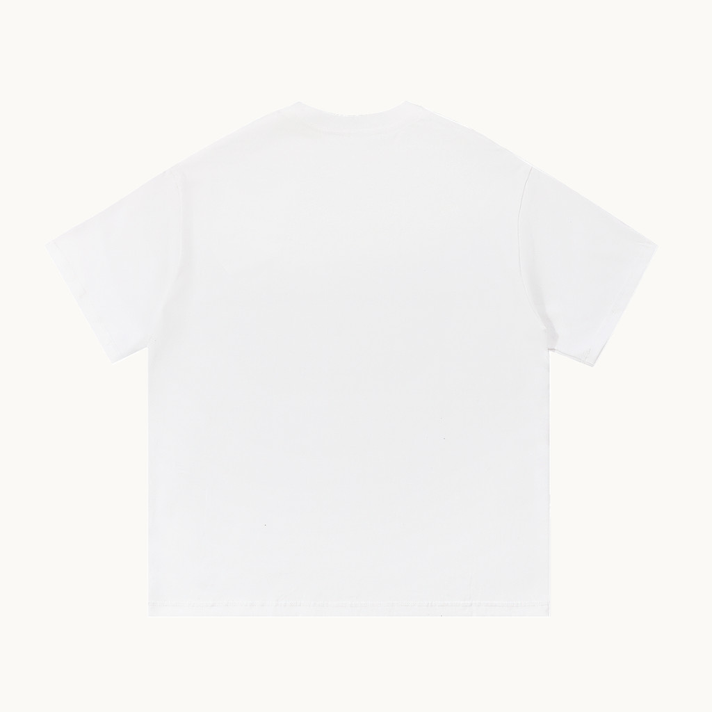 Essential Signature Tee in white, plain back view