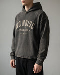 NO NOISE Speak Less Vintage Washed Hoodie, Black, on model front view