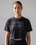 NO NOISE HER Research Mineral Wash Crop Tee, Black, front view