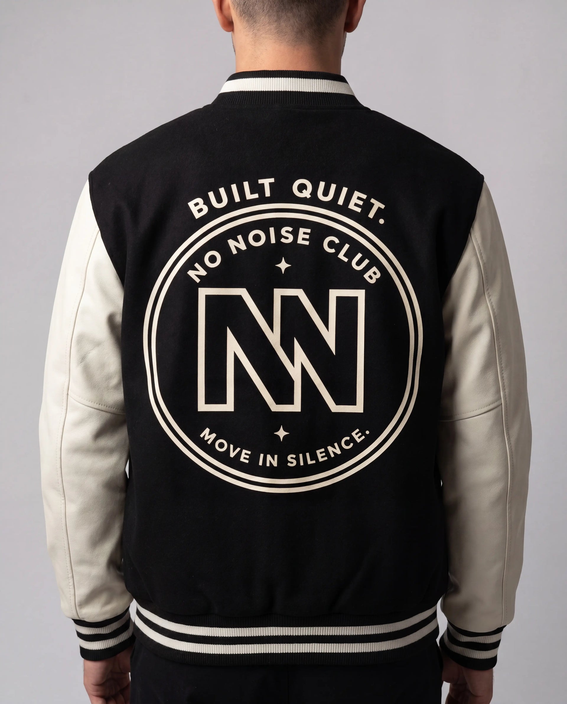 NO NOISE Club Jacket Black on model, back view