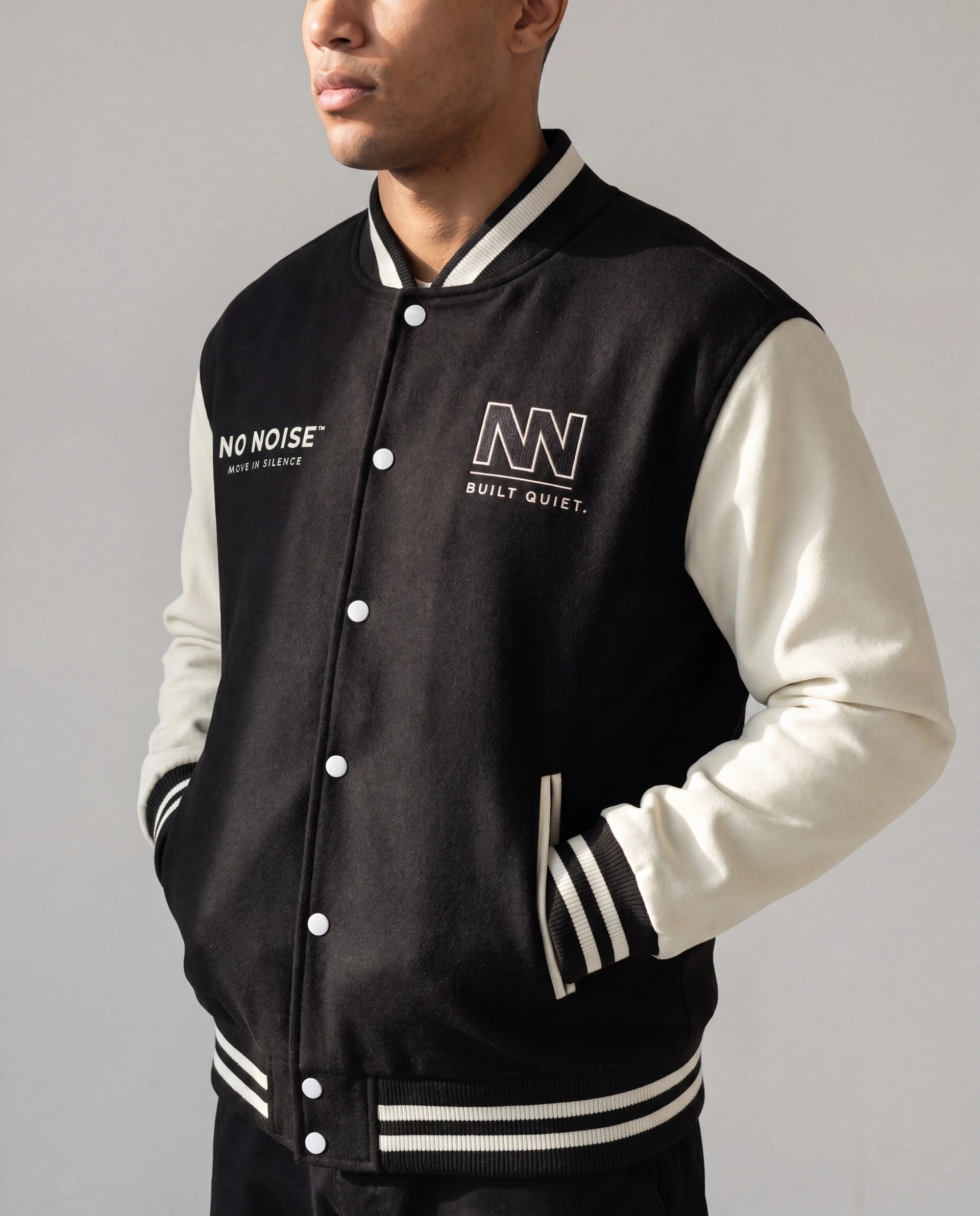 NO NOISE Club Jacket Black, editorial angle