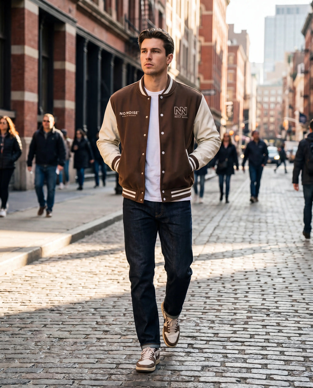 NO NOISE Club Jacket Brown, lifestyle editorial