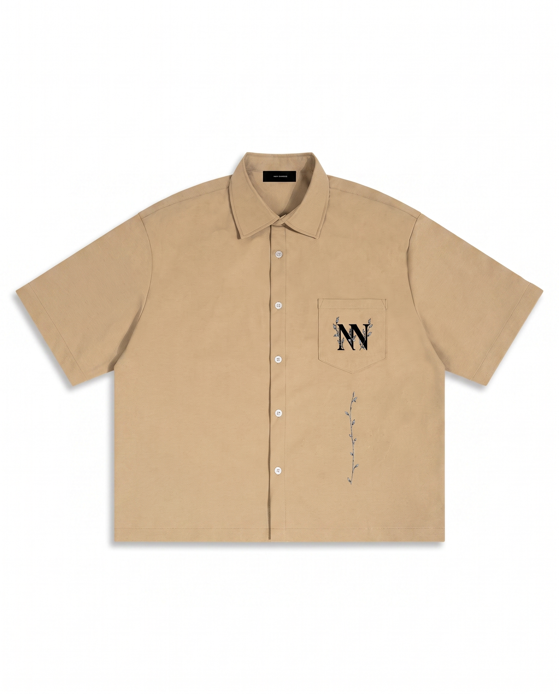 NO NOISE™ 001 BOTANICAL CAMP SHIRT — KHAKI — Hero
