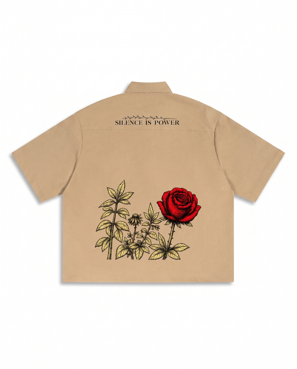 NO NOISE™ 001 BOTANICAL CAMP SHIRT — KHAKI — Alternate Front