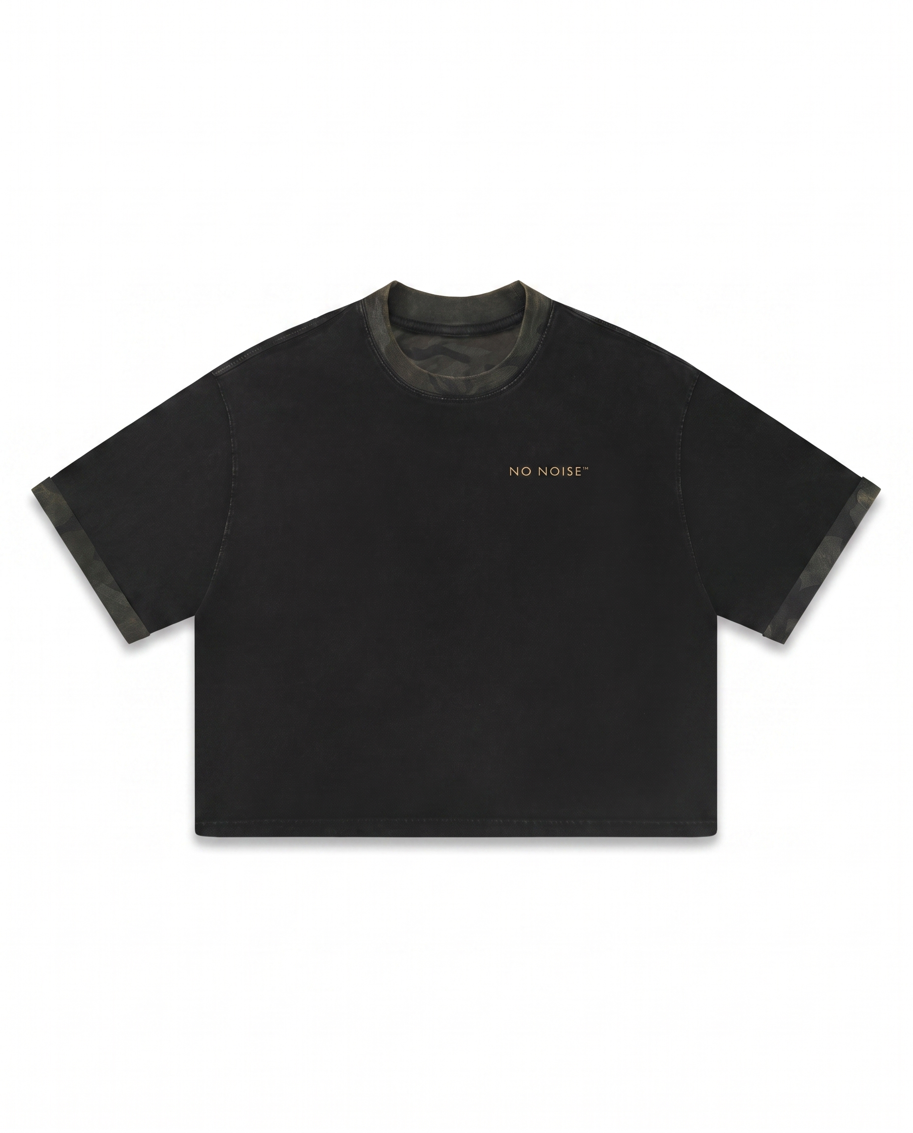 NO NOISE™ MINERAL WASH BOXY PANEL TEE — GRAY CAMO — Hero