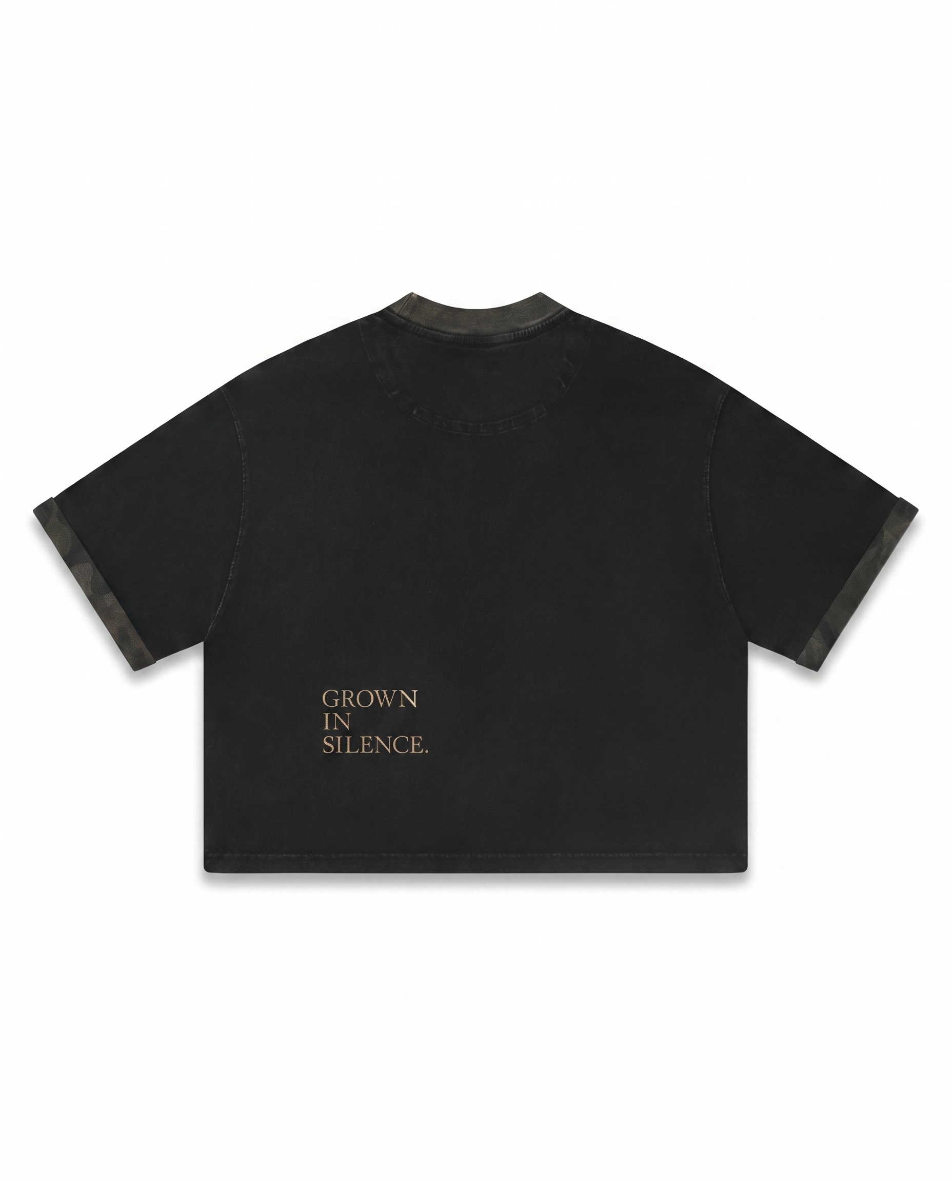 NO NOISE™ MINERAL WASH BOXY PANEL TEE — GRAY CAMO — Alternate Front