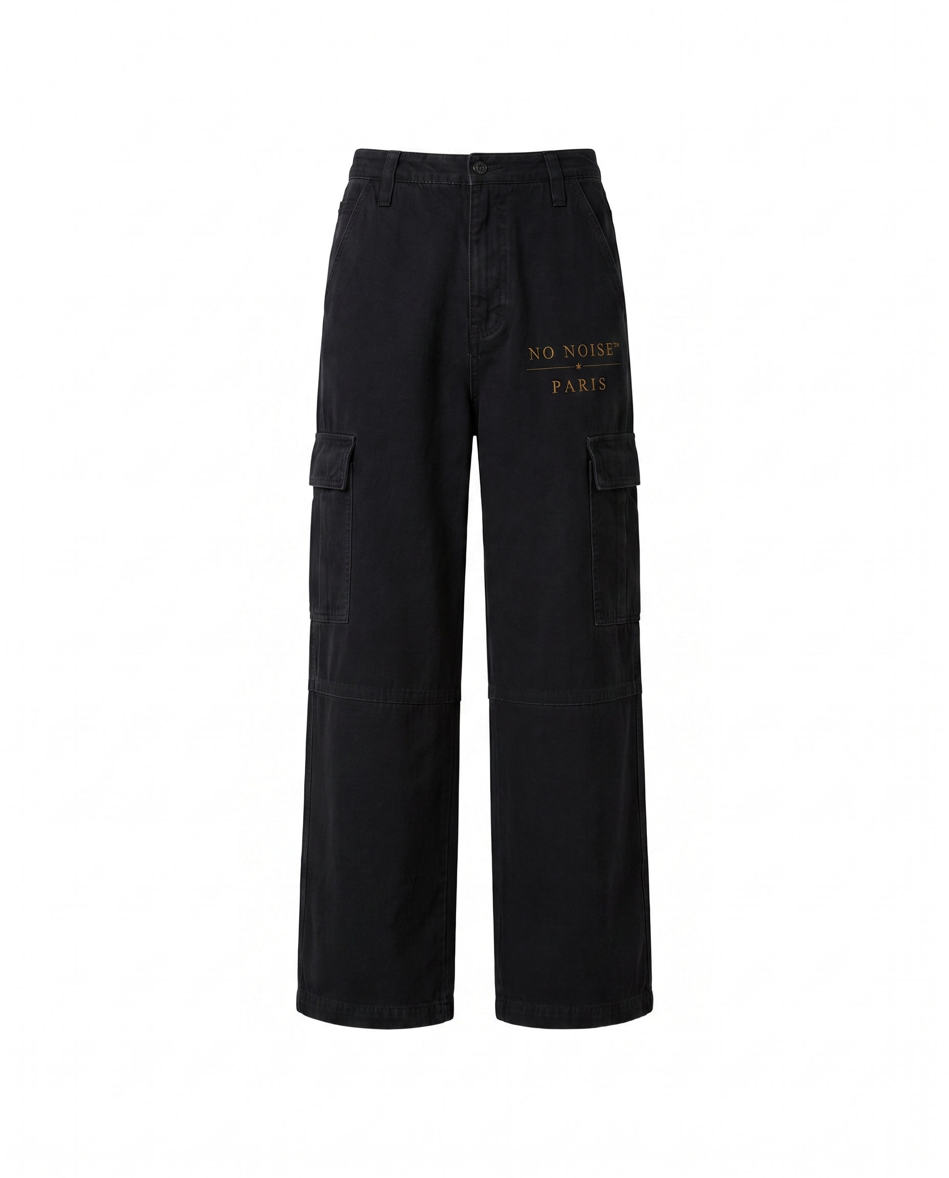 NO NOISE™ 001 WIDE LEG CARGO PANT — BLACK — Back