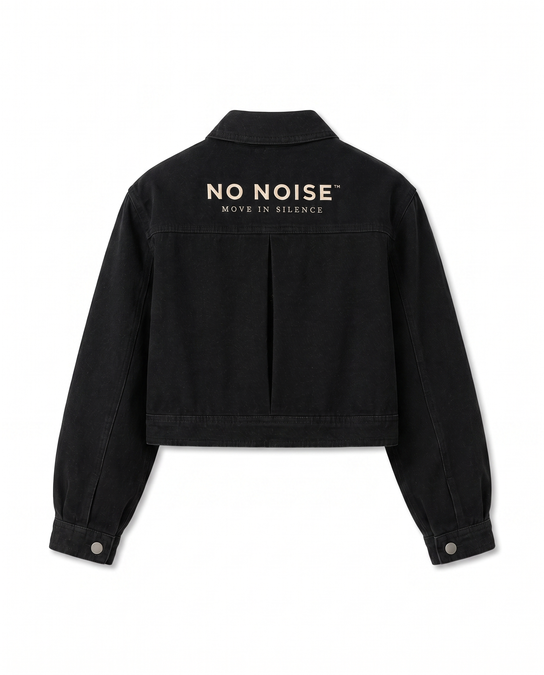 NO NOISE™ CROP DENIM JACKET — BLACK — Alternate Front