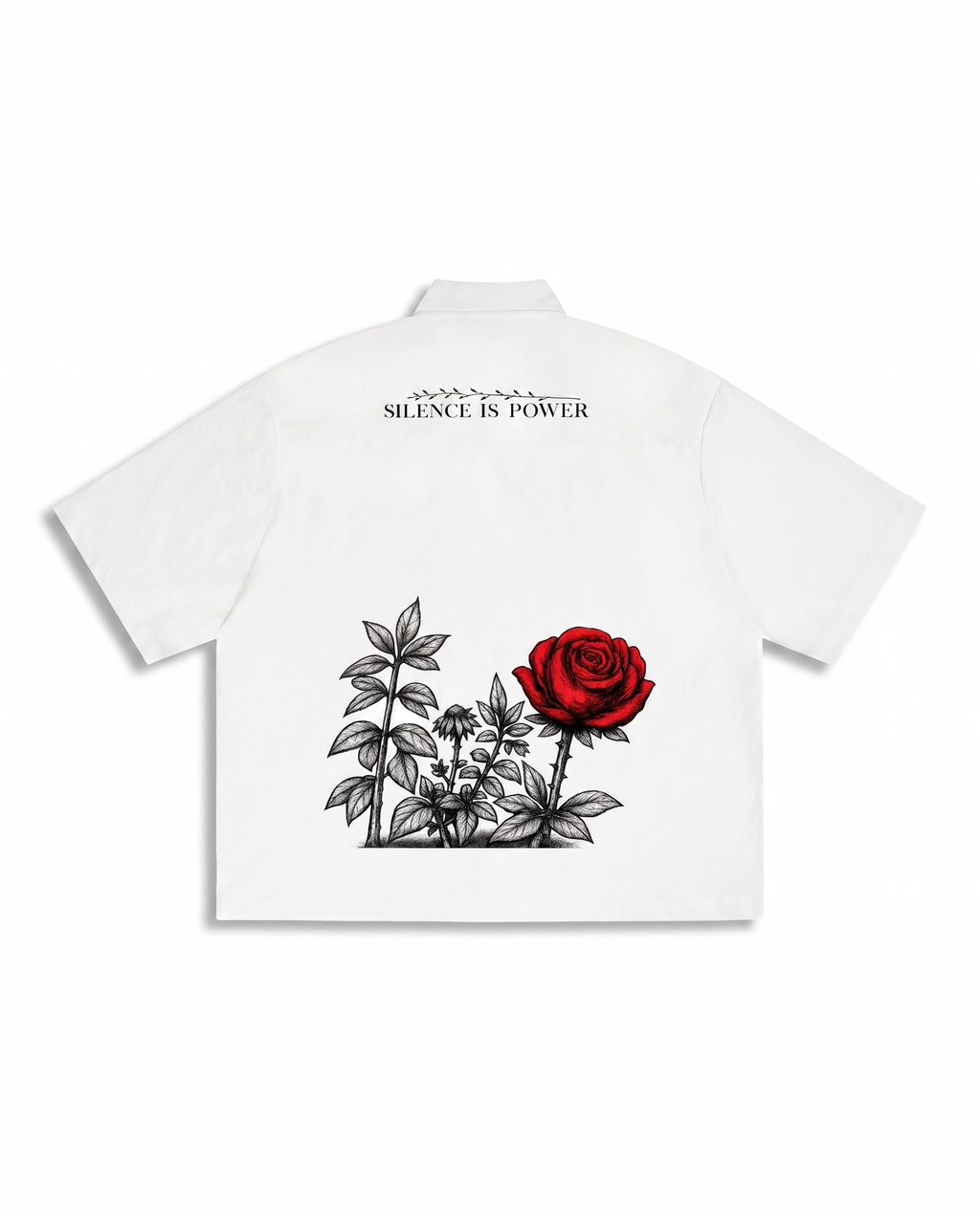 NO NOISE™ 001 BOTANICAL CAMP SHIRT — WHITE — Alternate Front