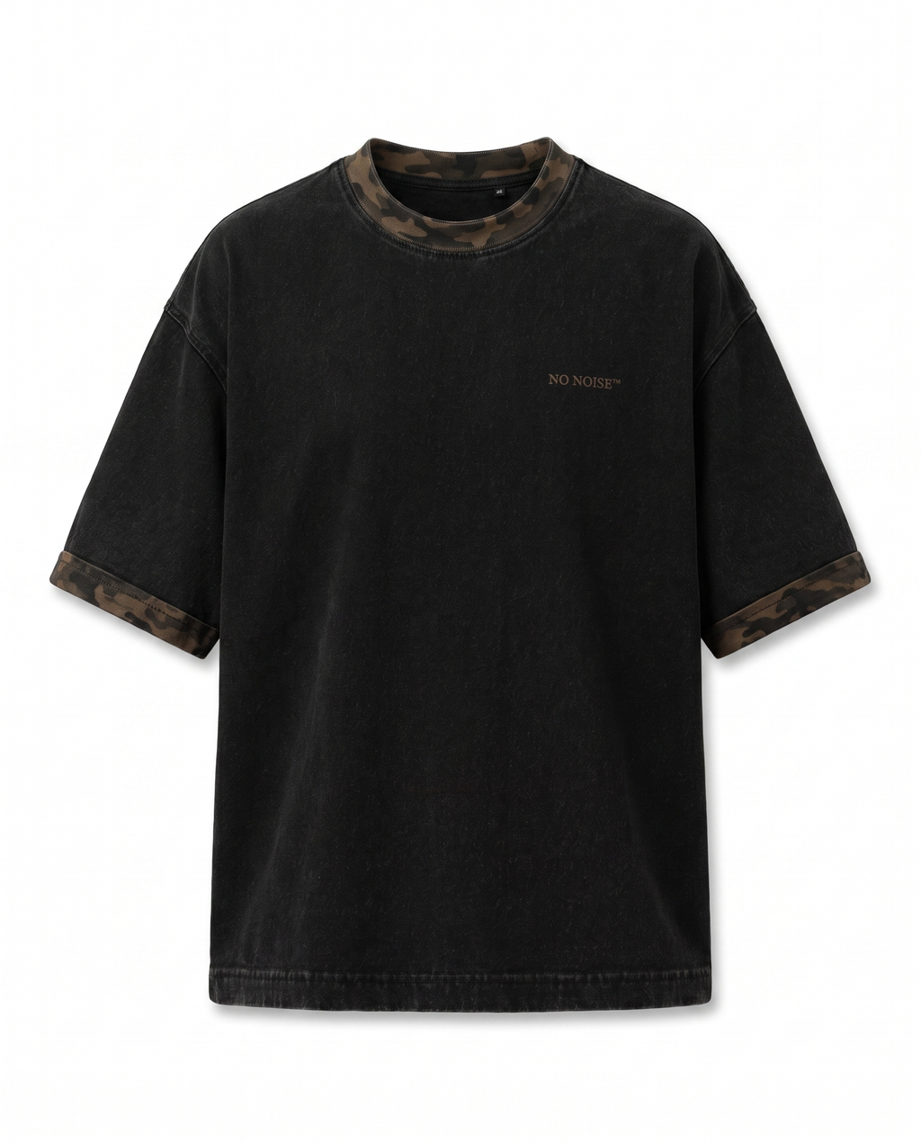 NO NOISE™ MINERAL WASH BOXY PANEL TEE — KHAKI CAMO — Detail